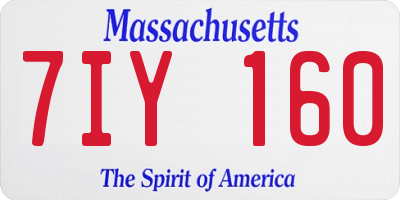 MA license plate 7IY160
