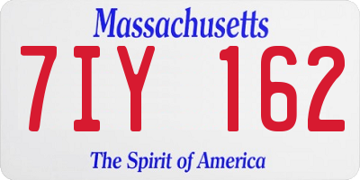 MA license plate 7IY162