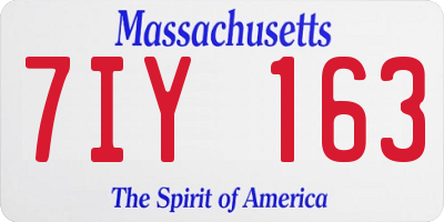 MA license plate 7IY163