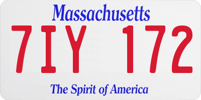 MA license plate 7IY172