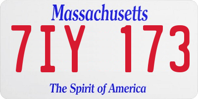 MA license plate 7IY173