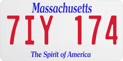 MA license plate 7IY174