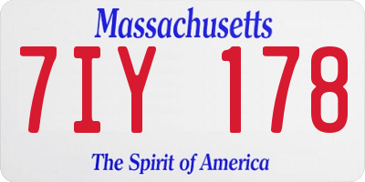 MA license plate 7IY178