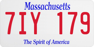 MA license plate 7IY179