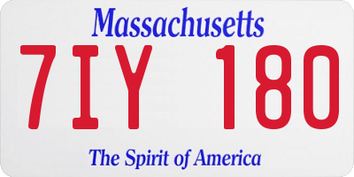 MA license plate 7IY180