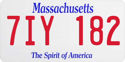 MA license plate 7IY182