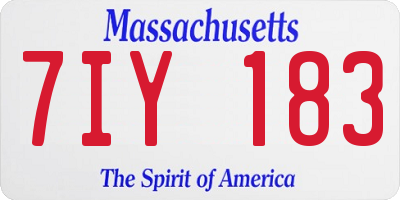 MA license plate 7IY183