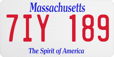 MA license plate 7IY189