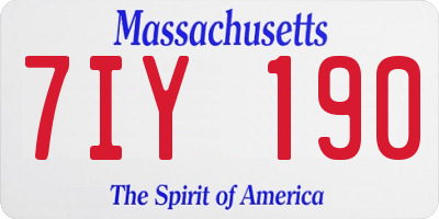 MA license plate 7IY190