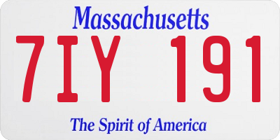 MA license plate 7IY191