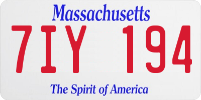 MA license plate 7IY194