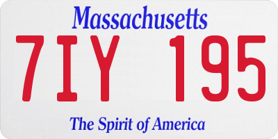 MA license plate 7IY195