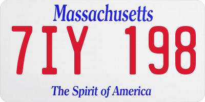 MA license plate 7IY198