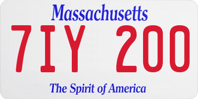 MA license plate 7IY200
