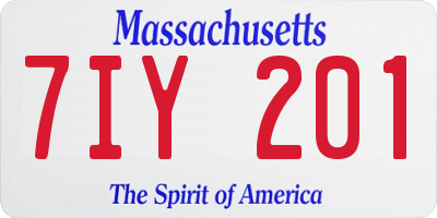 MA license plate 7IY201