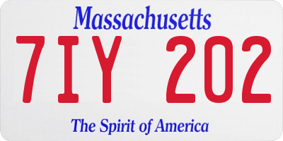 MA license plate 7IY202