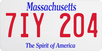 MA license plate 7IY204