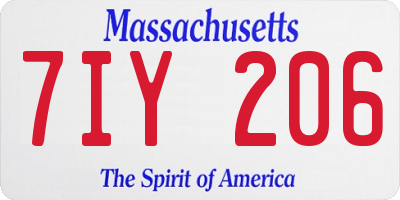MA license plate 7IY206