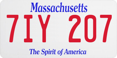 MA license plate 7IY207