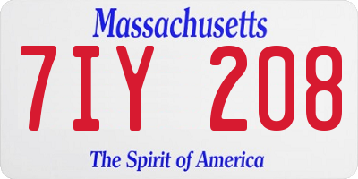 MA license plate 7IY208