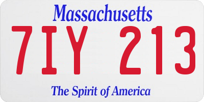 MA license plate 7IY213