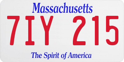 MA license plate 7IY215