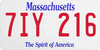 MA license plate 7IY216
