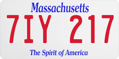 MA license plate 7IY217