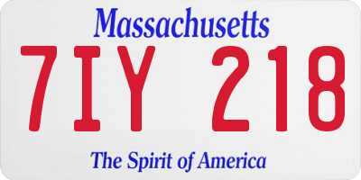 MA license plate 7IY218