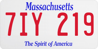 MA license plate 7IY219