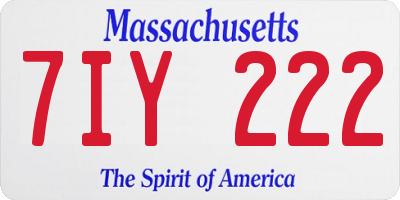 MA license plate 7IY222