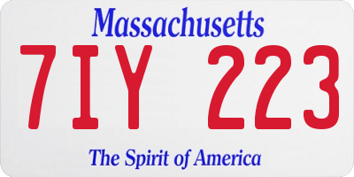MA license plate 7IY223