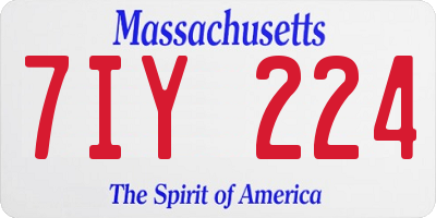 MA license plate 7IY224