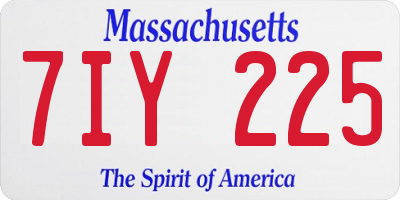 MA license plate 7IY225