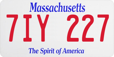 MA license plate 7IY227