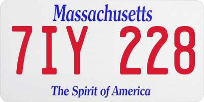 MA license plate 7IY228