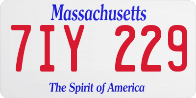 MA license plate 7IY229