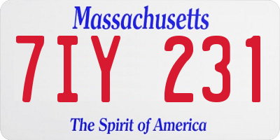 MA license plate 7IY231