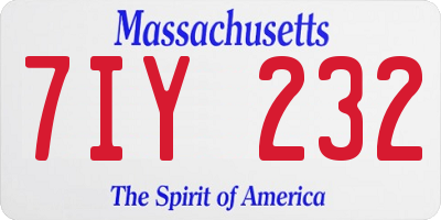 MA license plate 7IY232