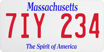 MA license plate 7IY234