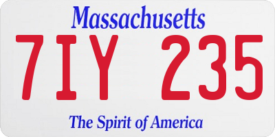 MA license plate 7IY235