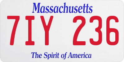 MA license plate 7IY236