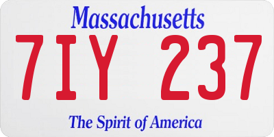 MA license plate 7IY237