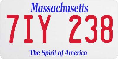MA license plate 7IY238