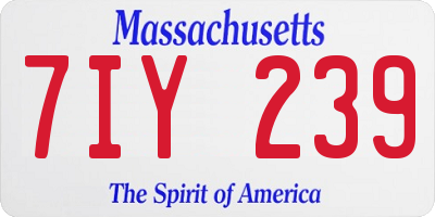 MA license plate 7IY239