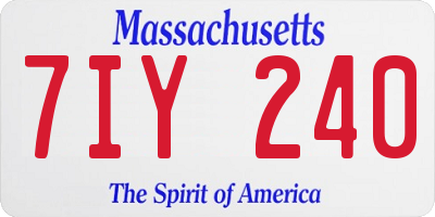MA license plate 7IY240