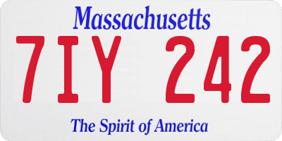 MA license plate 7IY242