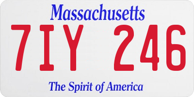 MA license plate 7IY246