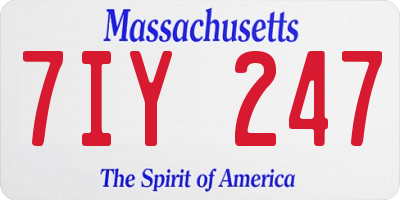 MA license plate 7IY247