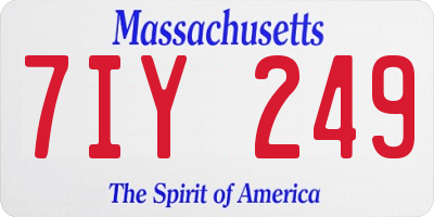 MA license plate 7IY249